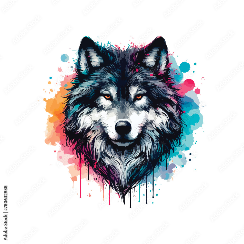 Wolf Head in watercolor style Wolf Head in watercolor style