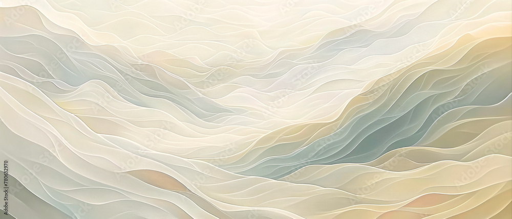 Obraz premium A mesmerizing depiction of ethereal landscapes, with undulating hills and valleys that resemble flowing ribbons in white blue green yellow and red