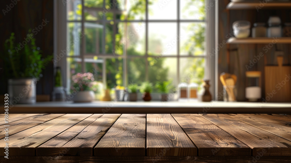 Empty wooden desk in the kitchen. Empty wooden desk in the kitchen.