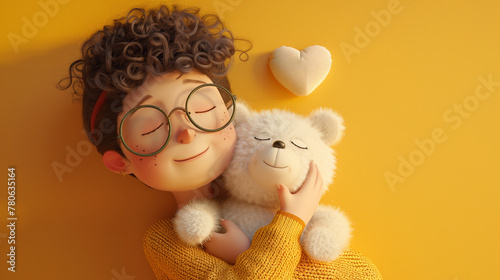 Cherished Moments with a Teddy Bear - A 3D Illustration of Love and Comfort