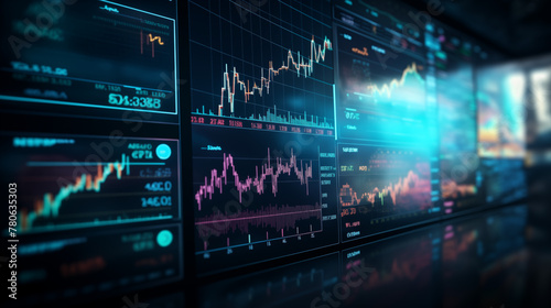 Digital Market Graphs Displaying Stock Market Data photo
