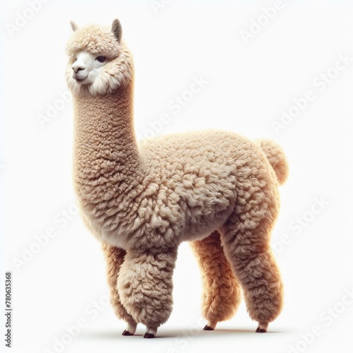 Image of isolated alpaca against pure white background, ideal for presentations
