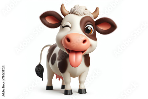Wallpaper Mural full body cow winking and sticking out tongue isolated on white background Torontodigital.ca