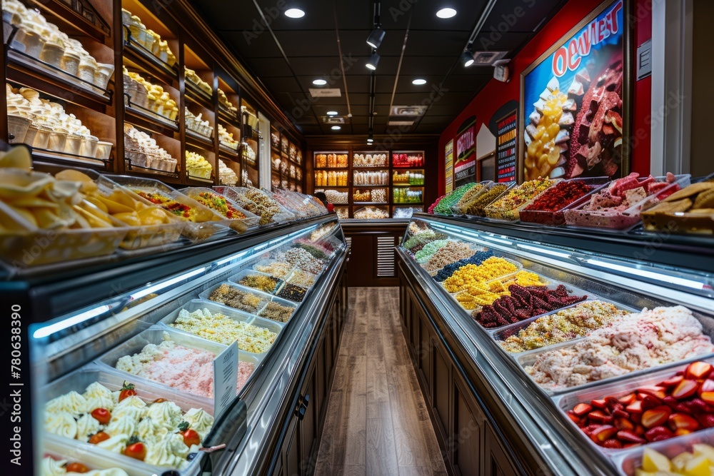 A store with a wide variety of different types of food products on display, showcasing a bustling and diverse culinary experience