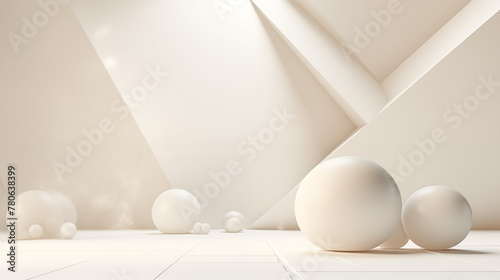 Arrangement of fresh white eggs in various settings on a table, in a vase, and neatly packed in a carton photo