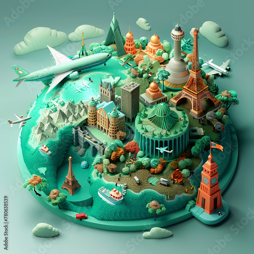 Travel day design concept with paper cut art