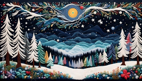 Forest Winter Wonderland Embroidery Art photo