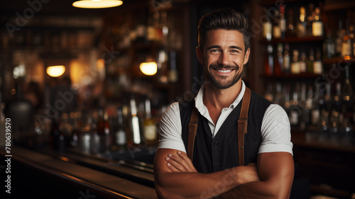 smiling barmen at the bar