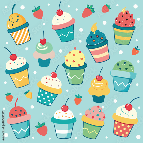 cute cups of ice cream pattern