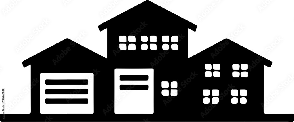 A stark silhouette of an industrial warehouse, key for themes of storage, logistics, and manufacturing. A stark silhouette of an industrial warehouse, key for themes of storage, logistics, and manufacturing.