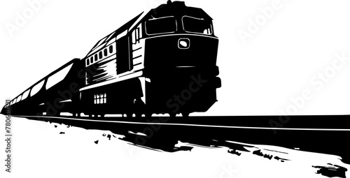 A powerful silhouette of a locomotive freight train, ideal for transportation, industry, and travel themes.