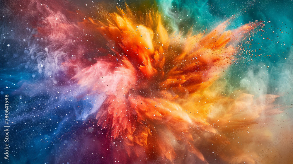 A powdery rainbow swirl transforming into a mesmerizing sequence,