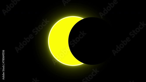 Annular Solas Eclipse Animation. Ring Eclipse. Sun earth moon in one line. 3D render
