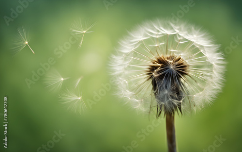 A delicate dandelion seed head against a gentle  blurred green background  symbolizing fragility and the passage of time