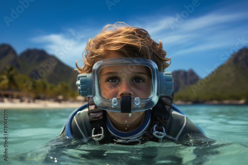AI generated picture of scuba diver in the underwater summer activity