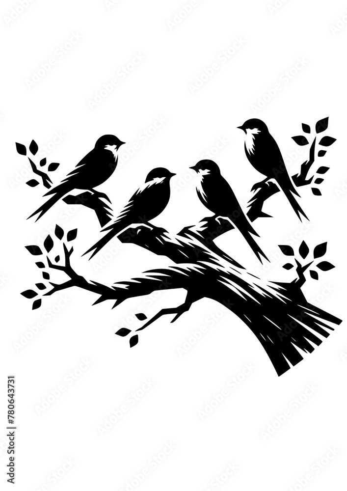Birds on Branches SVG, Birds Svg, Bird on Tree Svg, Flock of Birds Svg ...