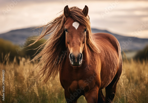 horse gallops in motion  powerful beautiful horse  portrait  close