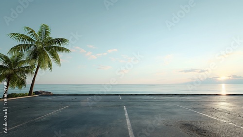 Parking near the sea with beautiful sky and coconut tree on the side.