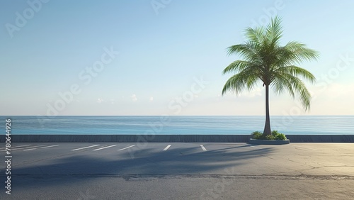 Parking near the sea with beautiful sky and coconut tree on the side.