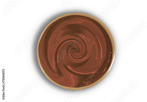 Milk chocolate cream in a ceramic cup or bowl on white background