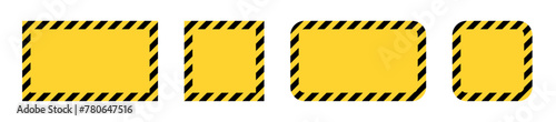 Tape frames caution. Yellow and black warning border is square and rectangular. Danger in construction or on the road.