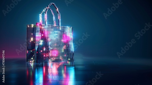 Glowing neon shopping bag m...