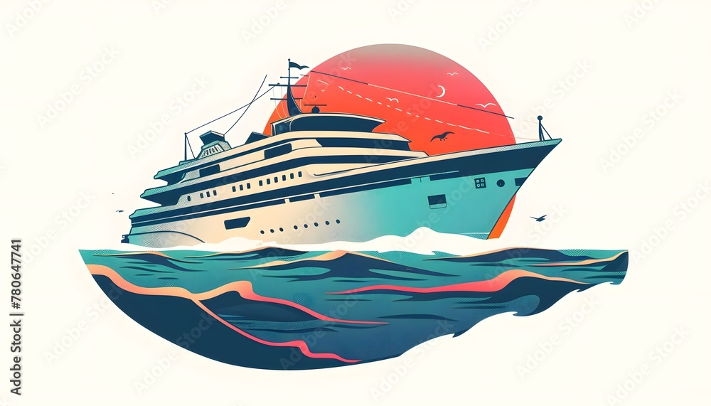 Luxury Yacht Sailing on the Ocean Waves at Sunset with Seagulls Flying Overhead Luxury Yacht Sailing on the Ocean Waves at Sunset with Seagulls Flying Overhead
