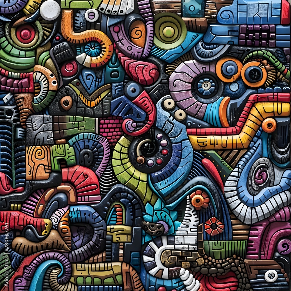 Intricate Doodle Mosaics:A Vibrant Graphic Header Featuring a Complex Array of Shapes,Textures and Colors