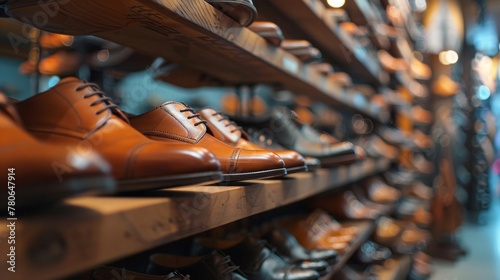 Assortment of Men's Dress Shoes on Store Shelves. Generative ai photo