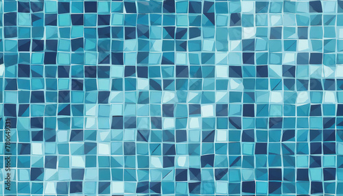 Blue Swimming Pool Mosaic Tile Abstract Texture Pattern Background. 
