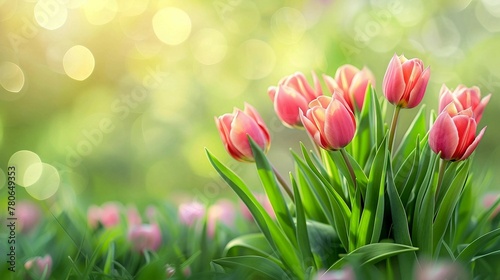 Nature background with tulip flowers #780649353