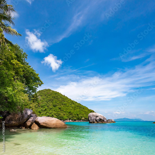 Landscape view tropical beach at Wua Ta Lap island in summer day, Ang thong Islands National Marine Park