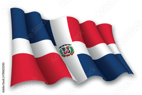 Realistic waving flag of Dominican Republic