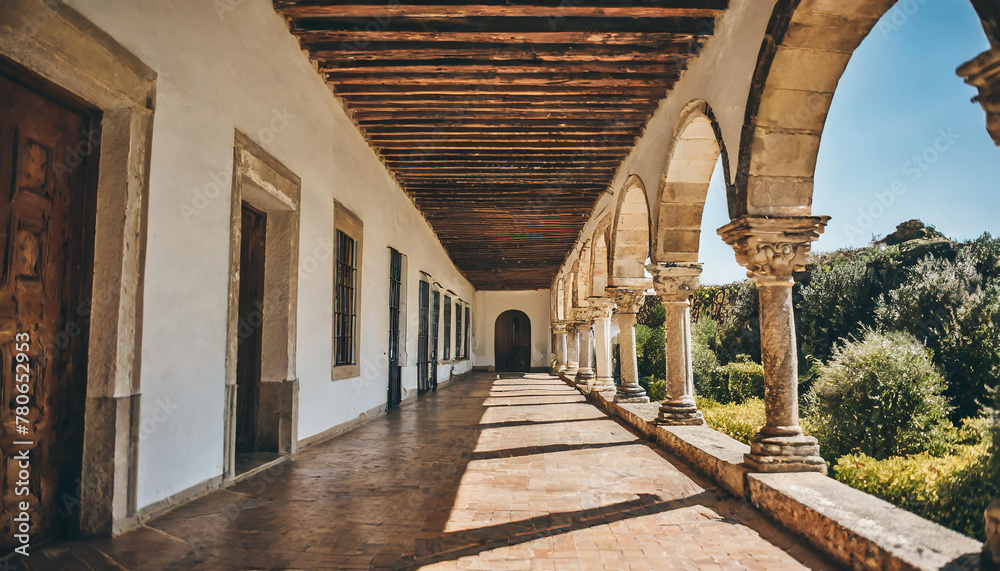 Obraz premium Old interior hallway of a Spanish estate.