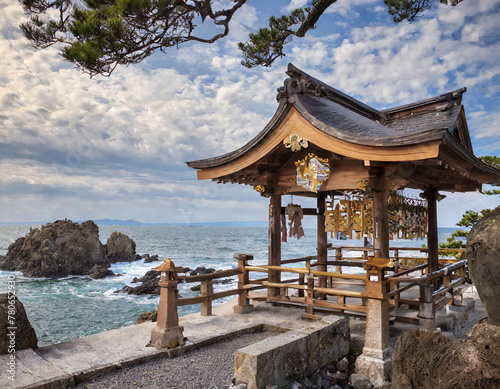 Oarai Isosaki Shinto shrine near the coast, Ibaraki Prefecture, Japan photo
