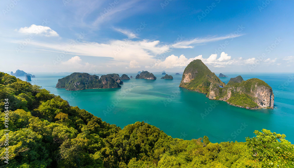 Stunning aerial landscape view above beautiful archipelago Ang thong Islands National Marine Park