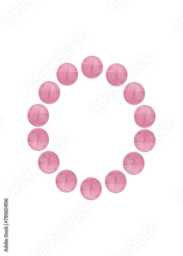 Modern cartoon frame of pink bracelet. Abstract border for lettering and invitations. Illustration design © ElenVilk