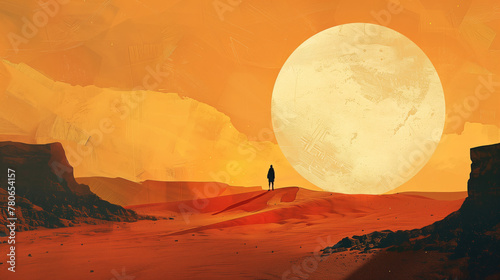 Walking alone in the desert photo