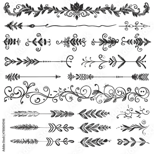 Elegant Hand-Drawn Doodle Dividers and Decorative Embellishments for Artisanal Designs