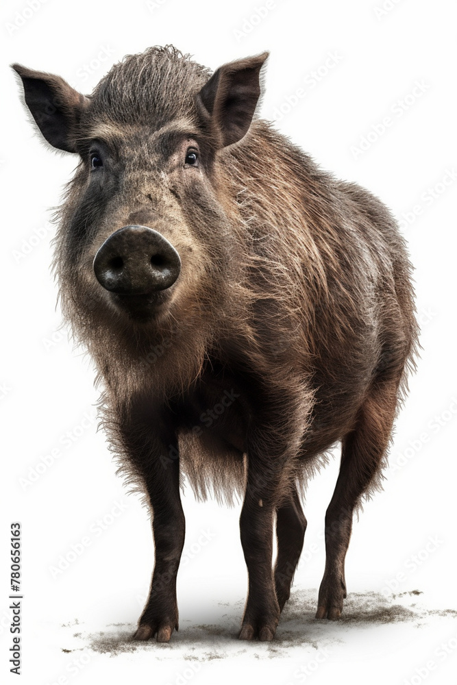 Wild Boar, Baby Boar in Close Up on White Background Wild Boar, Baby Boar in Close Up on White Background