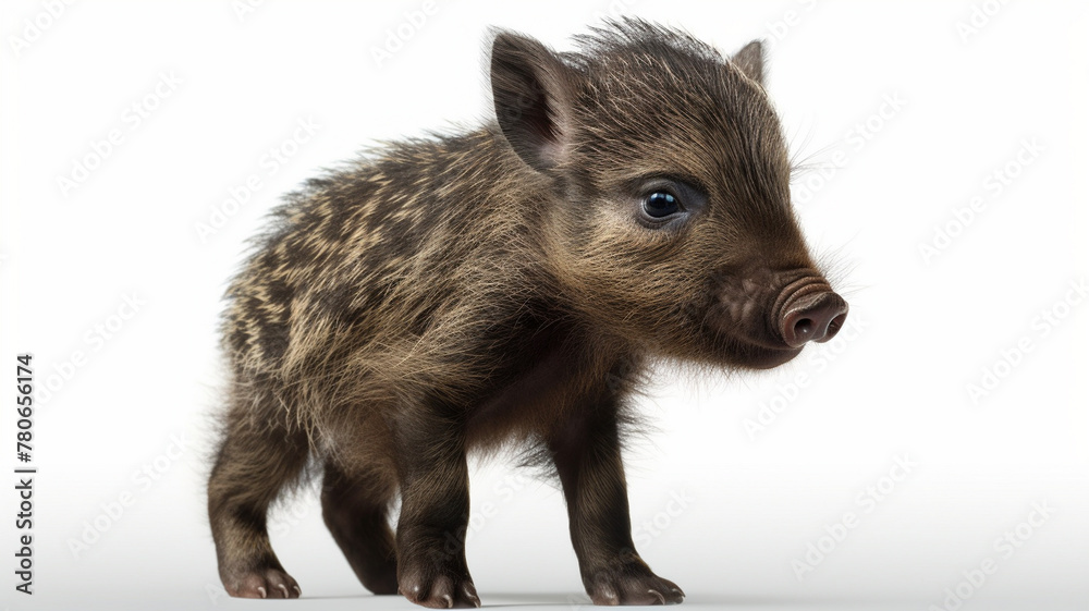 Wild Boar, Baby Boar in Close Up on White Background Wild Boar, Baby Boar in Close Up on White Background