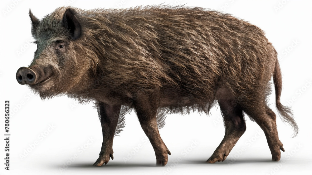 Wild Boar, Baby Boar in Close Up on White Background Wild Boar, Baby Boar in Close Up on White Background