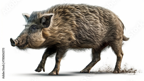 Wild Boar, Baby Boar in Close Up on White Background