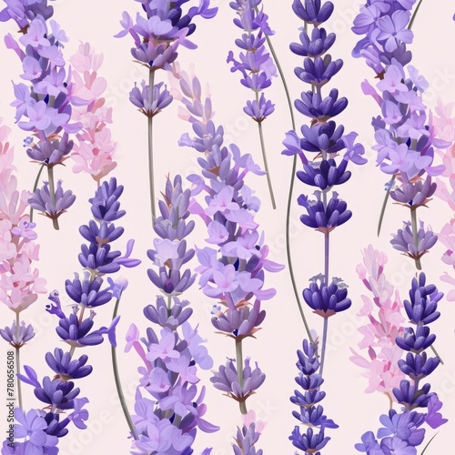 Lavender flower on a pastel background, seamless pattern
