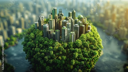 A 3D image of Earth featuring a green cityscape © MAY