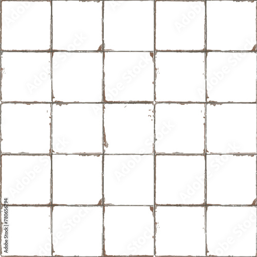 Grout.Old brown ceramic tile joints with chipped tile edges. Vector image. Seamless pattern.Good for imitation old tile for your pattern,for background.