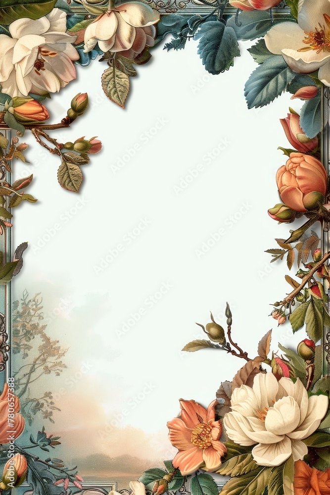 Corners, Floral arrangements adorning the corners of the page , Floral Borders and Frame Illustrations