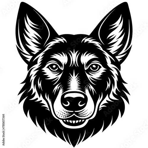 dogs-heads--vector-black-illustration--silhouette