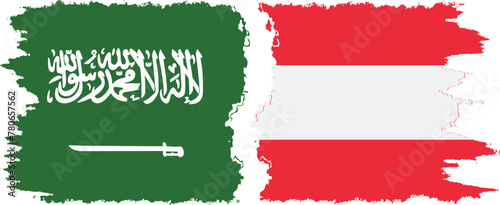 Austria and Saudi Arabia grunge flags connection vector photo