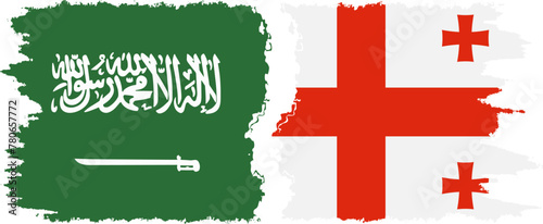 Georgia and Saudi Arabia grunge flags connection vector